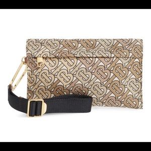 Burberry monogram print nylon wristlet/wallet
